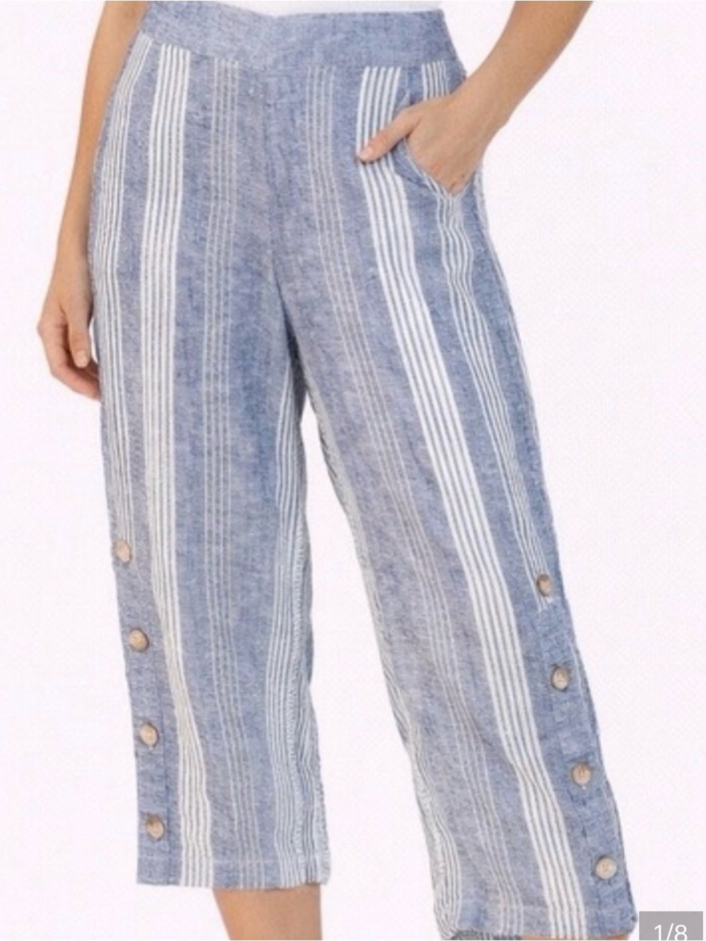 NWOT J Jill Linen Viscose pants, Crop, Textured, Geo, Wide leg, Sz L Petite, LP​